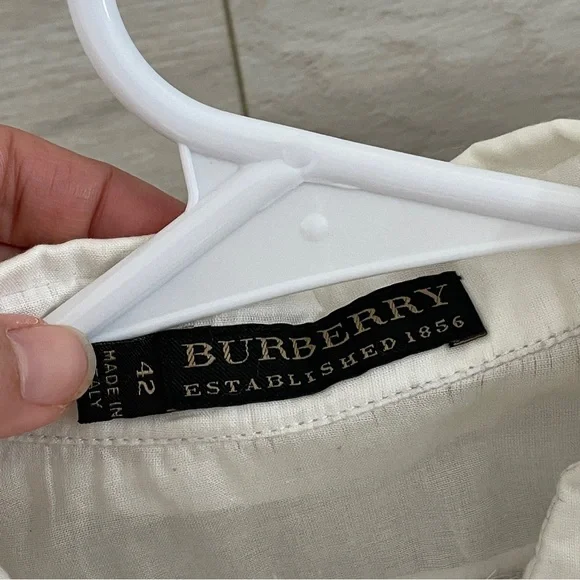 Burberry Cottagecore Blouse sheer button up womens Cream (size 8) minimalist - Picture 2 of 7